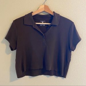 Jones NY Sport Cropped Brown Polo